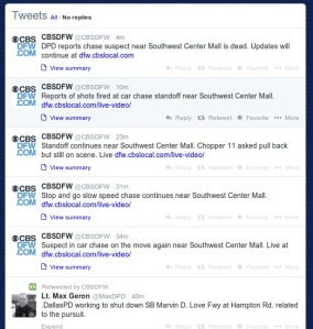 These are tweets from the DFW CBS 11 local new desk