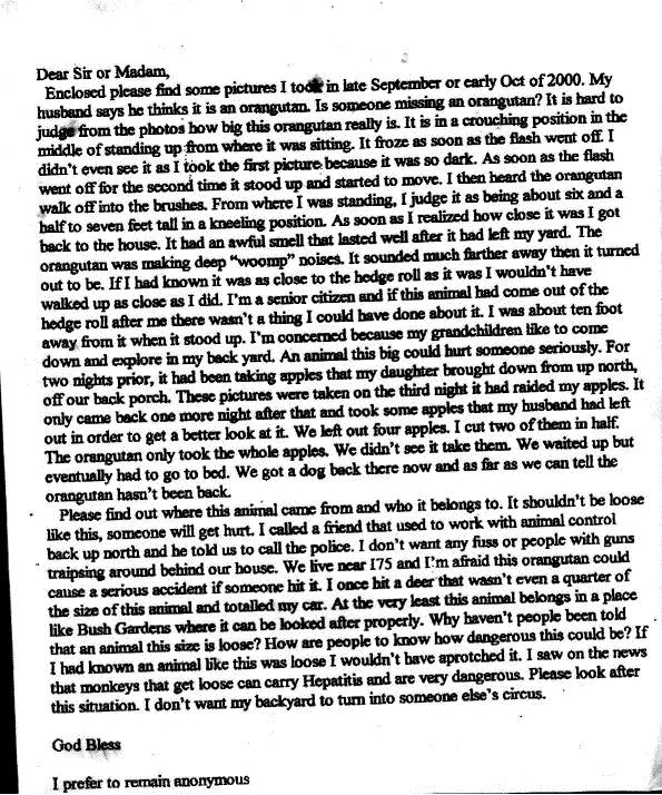 SkunkApeSightingLetter