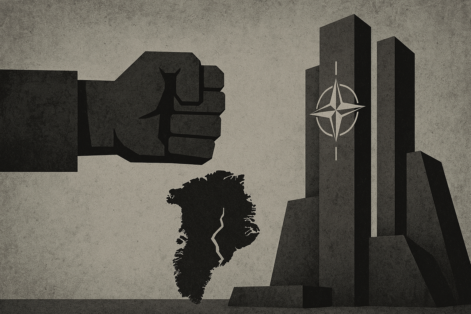 “Illustration symbolizing NATO blocking a territorial grab toward Greenland, inspired by the Chagos Island deal.”